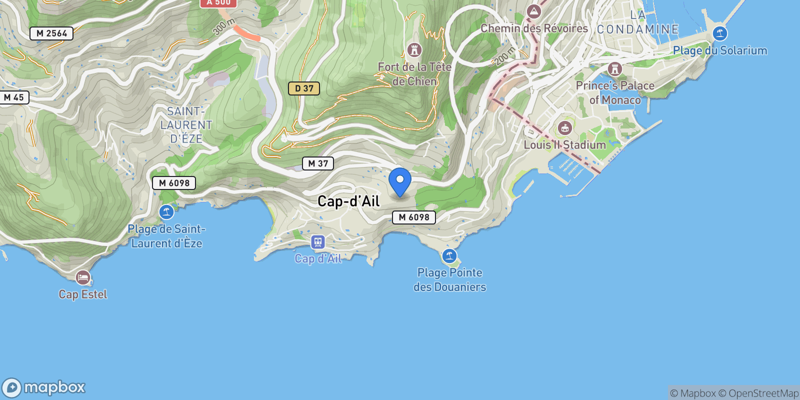 Map showing Cap-d'Ail, Provence-Alpes-Côte d'Azur, France.