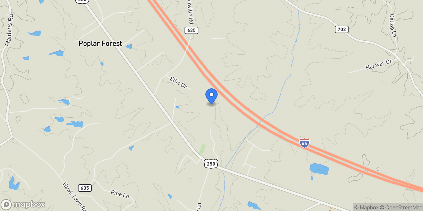 Map showing 2436 Gammons Creek Drive, Maidens, Virginia, United States.