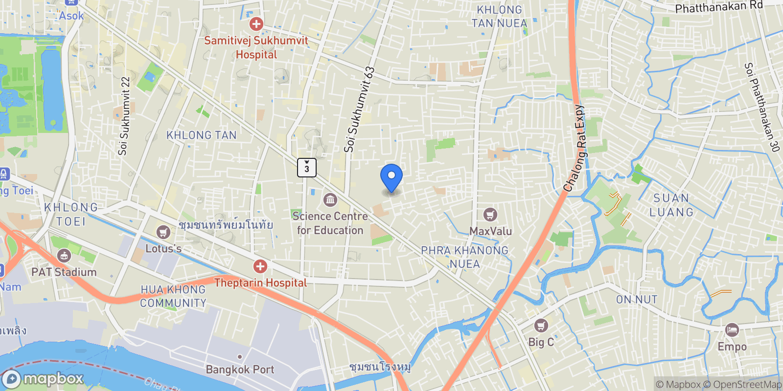 Map showing Bangkok, Ekkamai, Bangkok, Bangkok, Bangkok, Thailand.