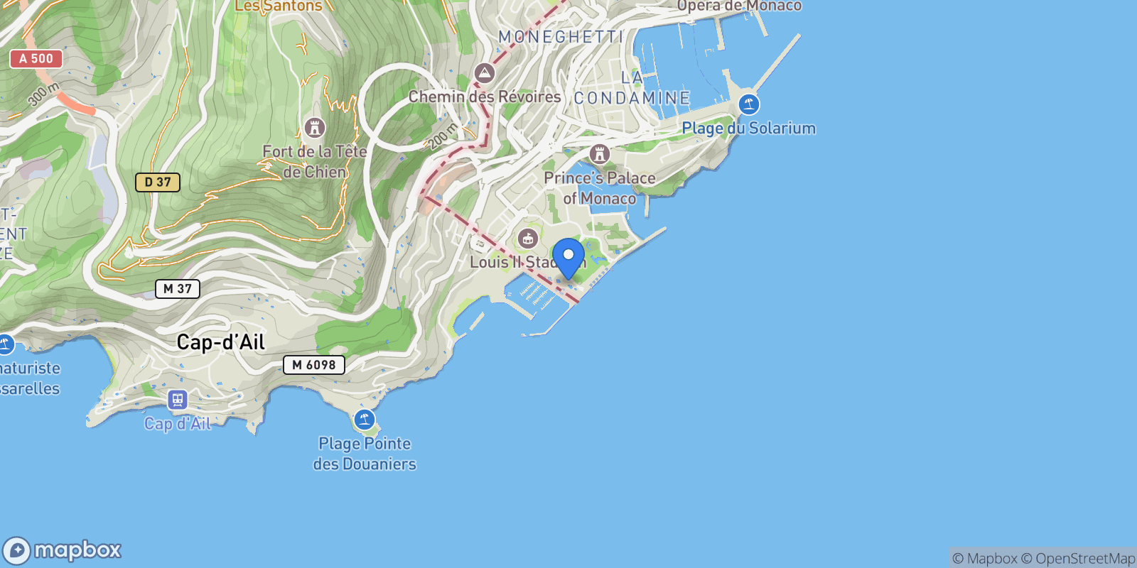 Map showing Seaside Plaza, Monaco, Monaco.