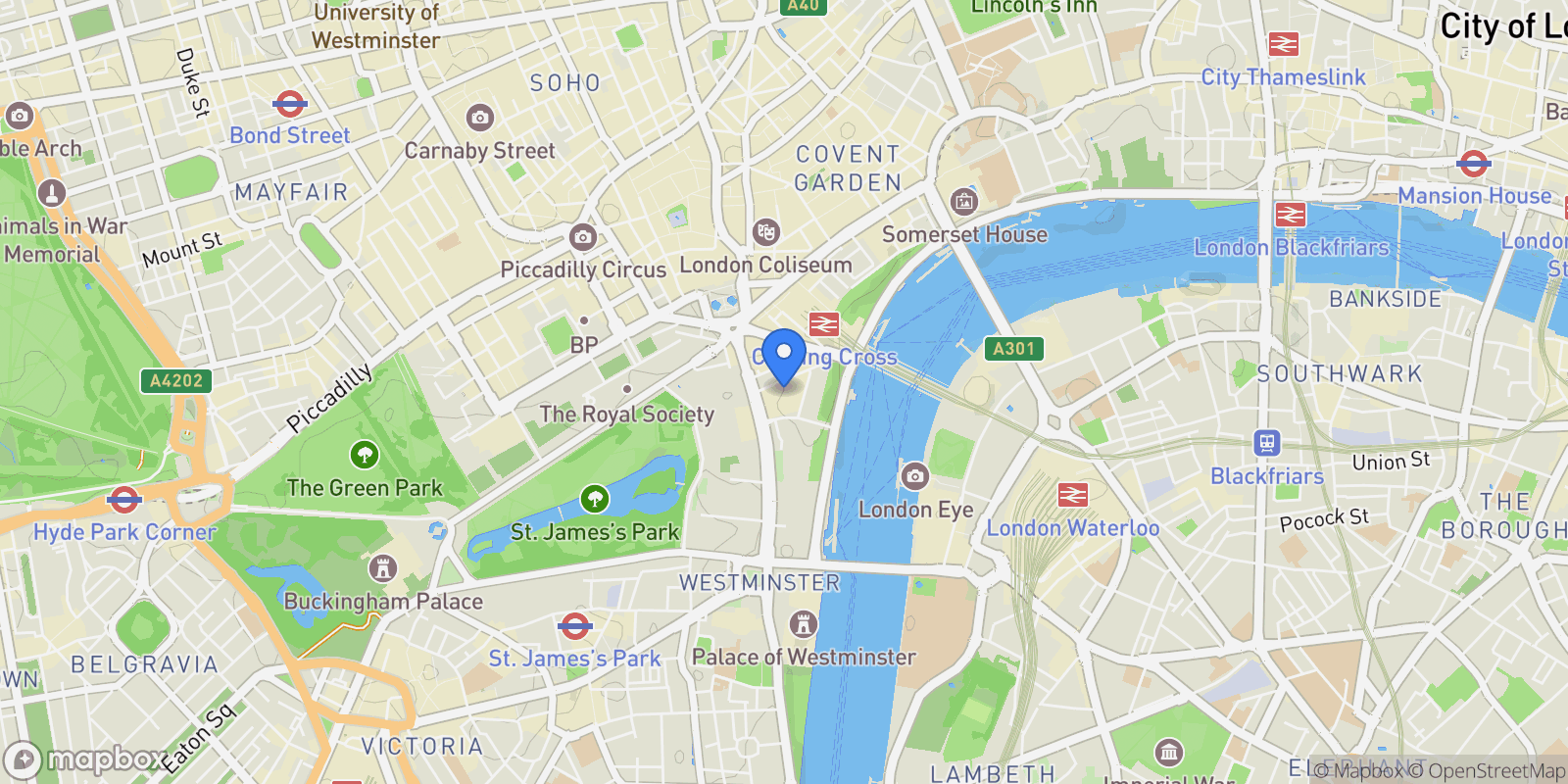 Map showing The OWO Residences by Raffles, St James's, London, London, England, United Kingdom.