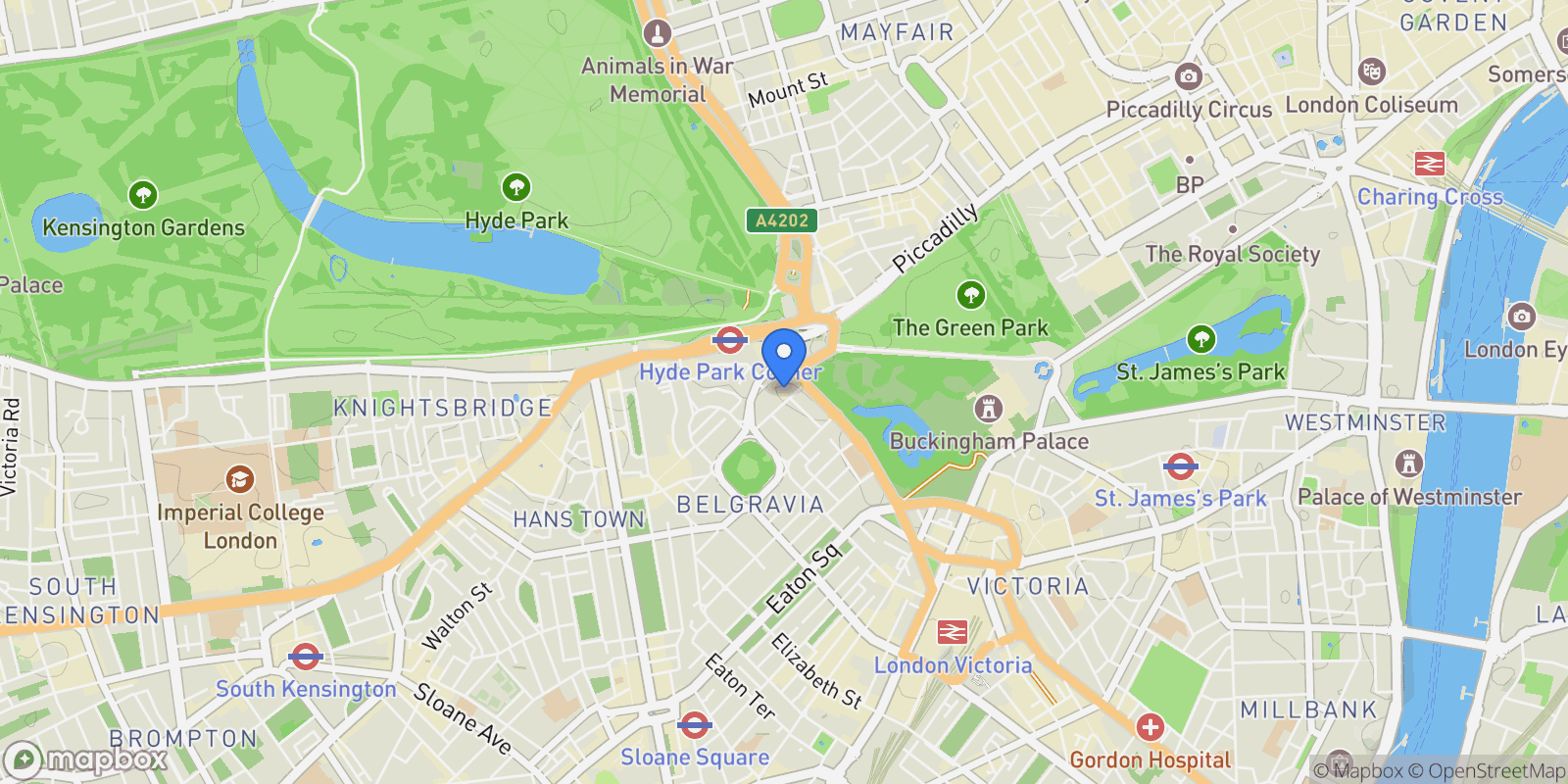 Map showing The Peninsula Residences, 1 Grosvenor Place, Belgravia, London, London, England, United Kingdom.