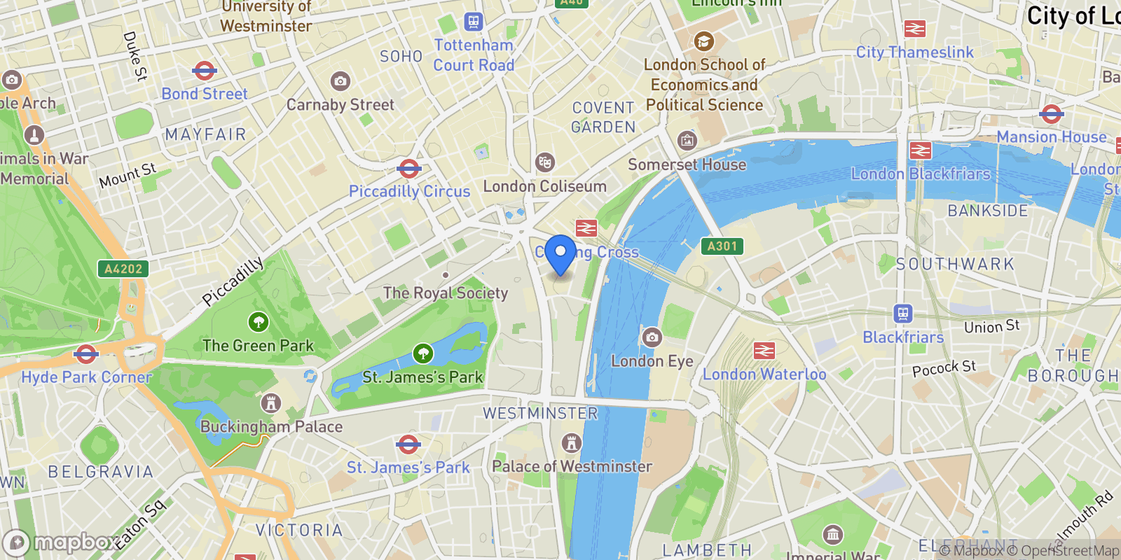 Map showing The OWO Residences by Raffles, St James's, London, London, England, United Kingdom.