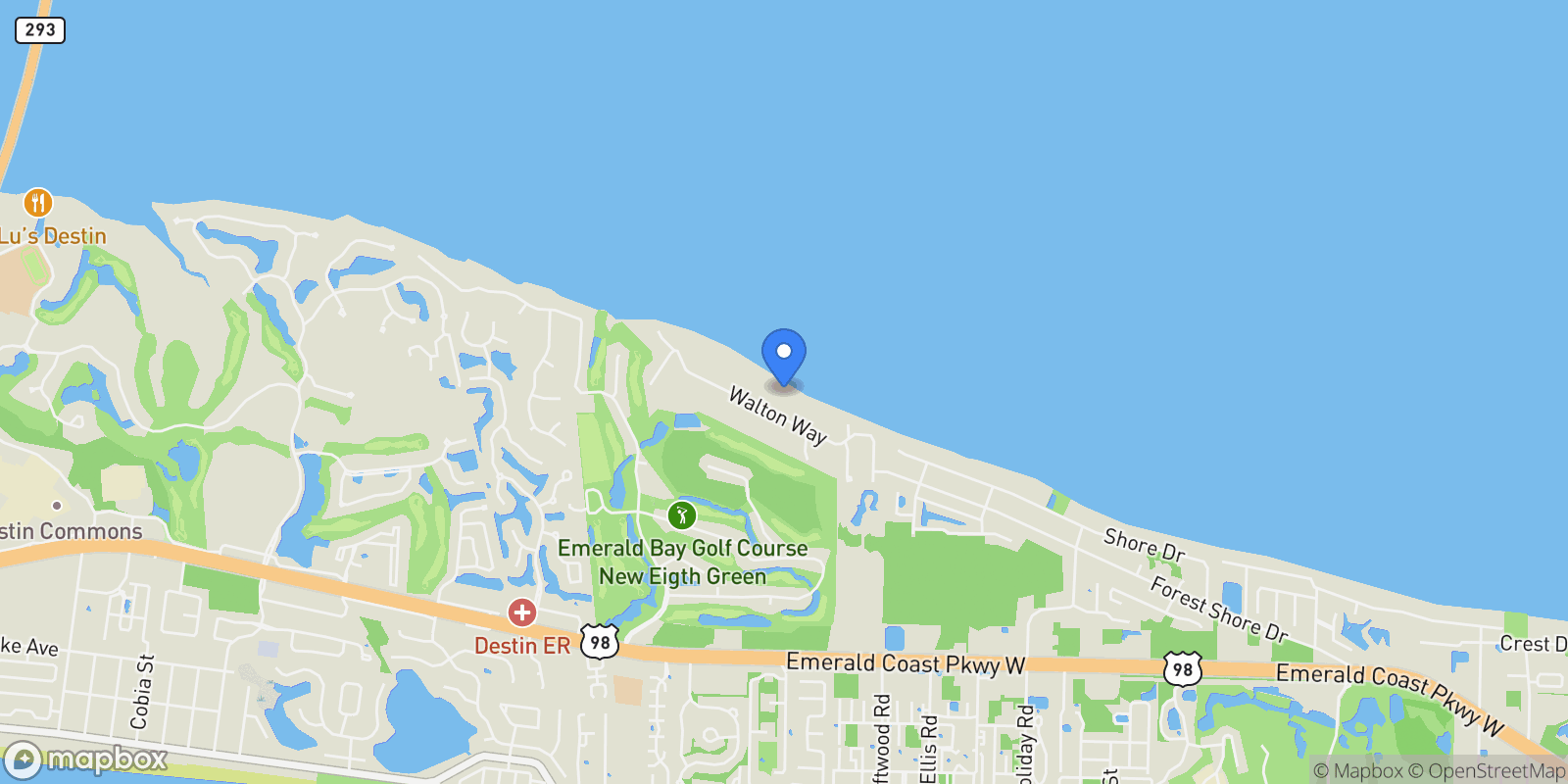 Map showing 364 Walton Way, Miramar Beach, Florida, United States.