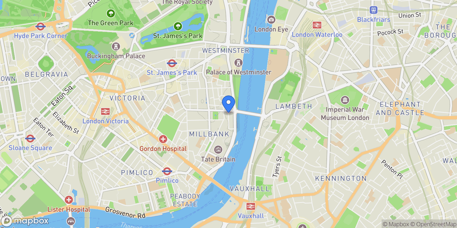 Map showing 9 Millbank Residence, London, England, United Kingdom.