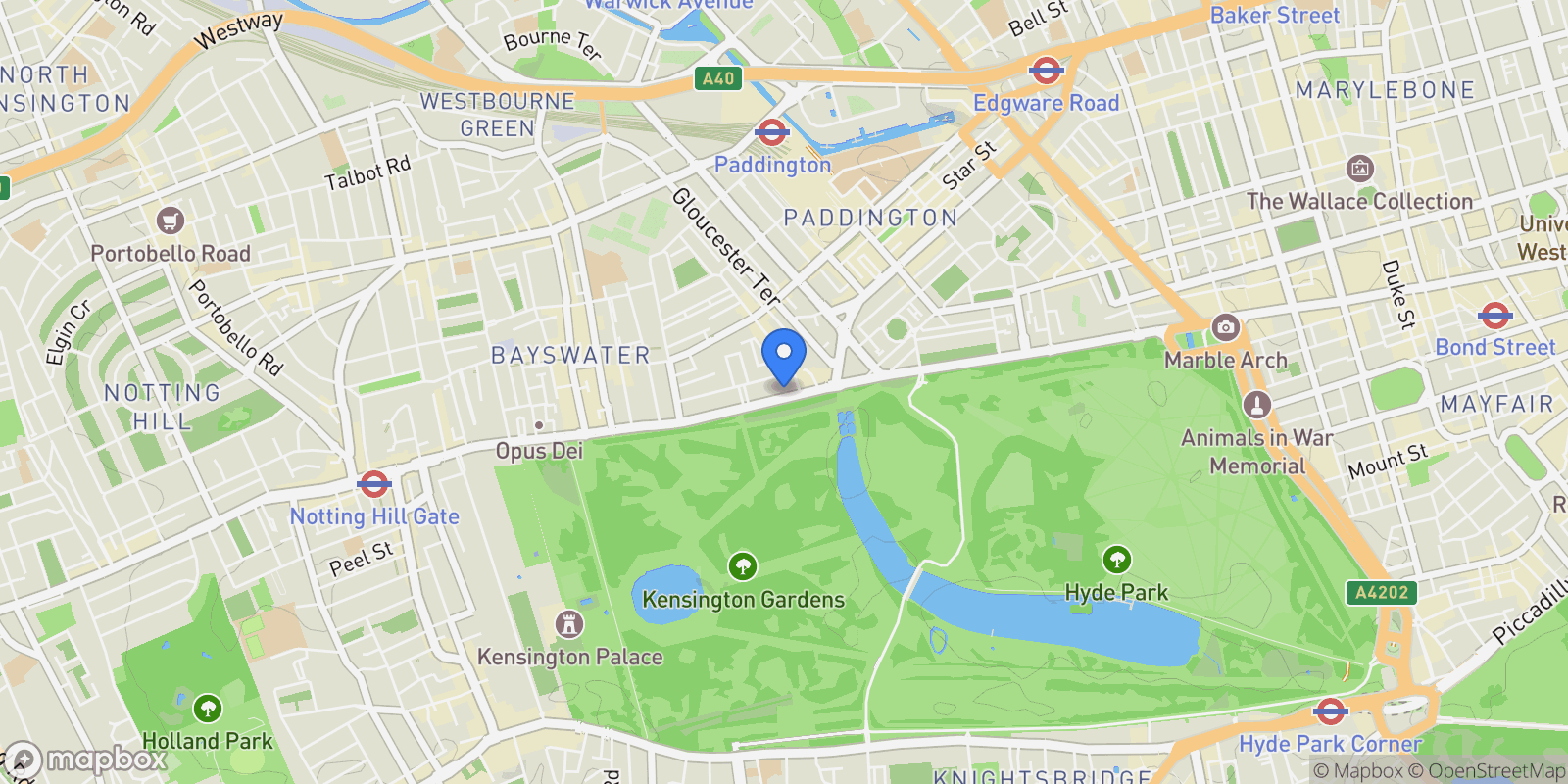 Map showing Flat 7, Lancaster Parkside, Central London, London, England, United Kingdom.