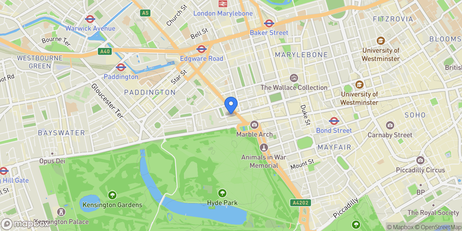 Map showing 61 Westchester House, Central London, London, England, United Kingdom.