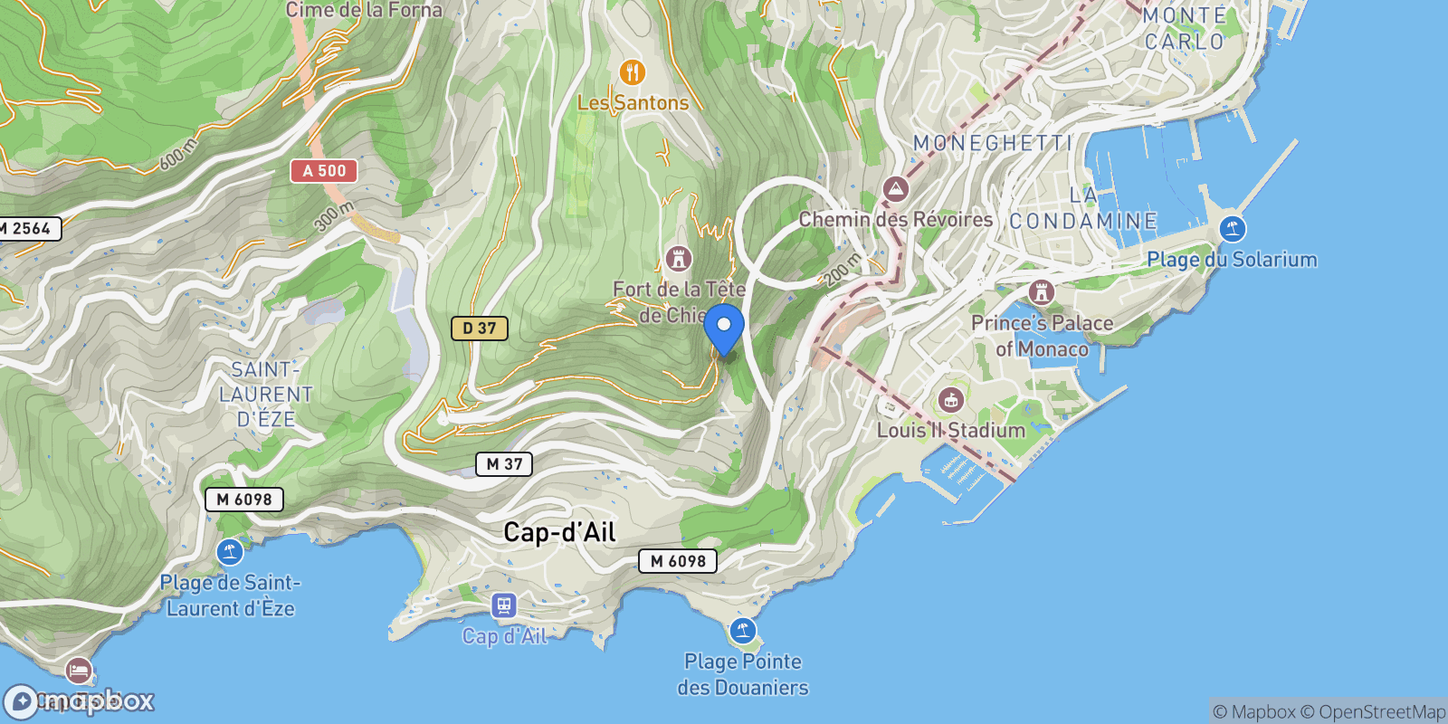 Map showing Cap-d'Ail, Provence-Alpes-Côte d'Azur, France.