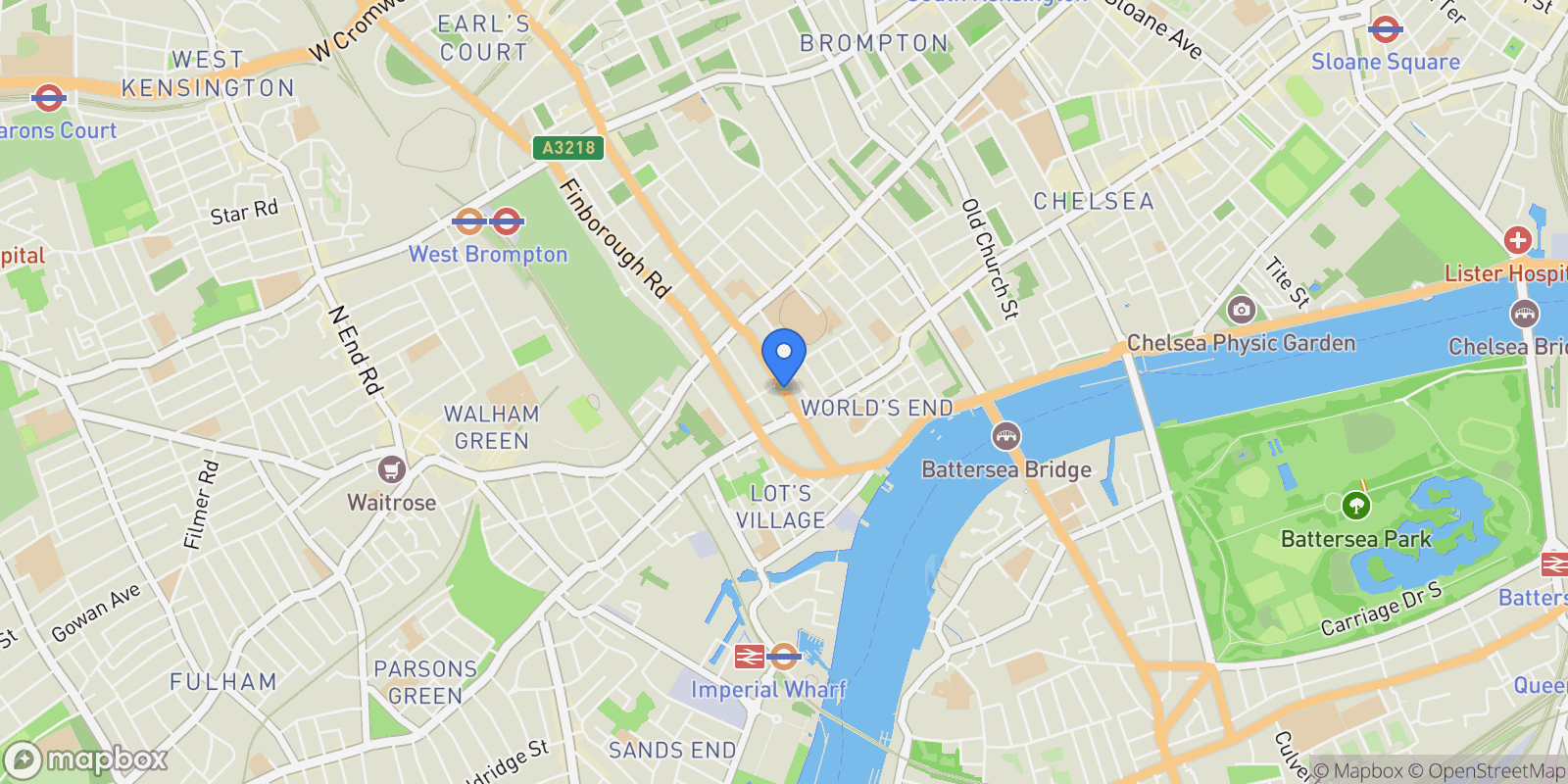 Map showing 47 Edith Grove, Central London, London, England, United Kingdom.