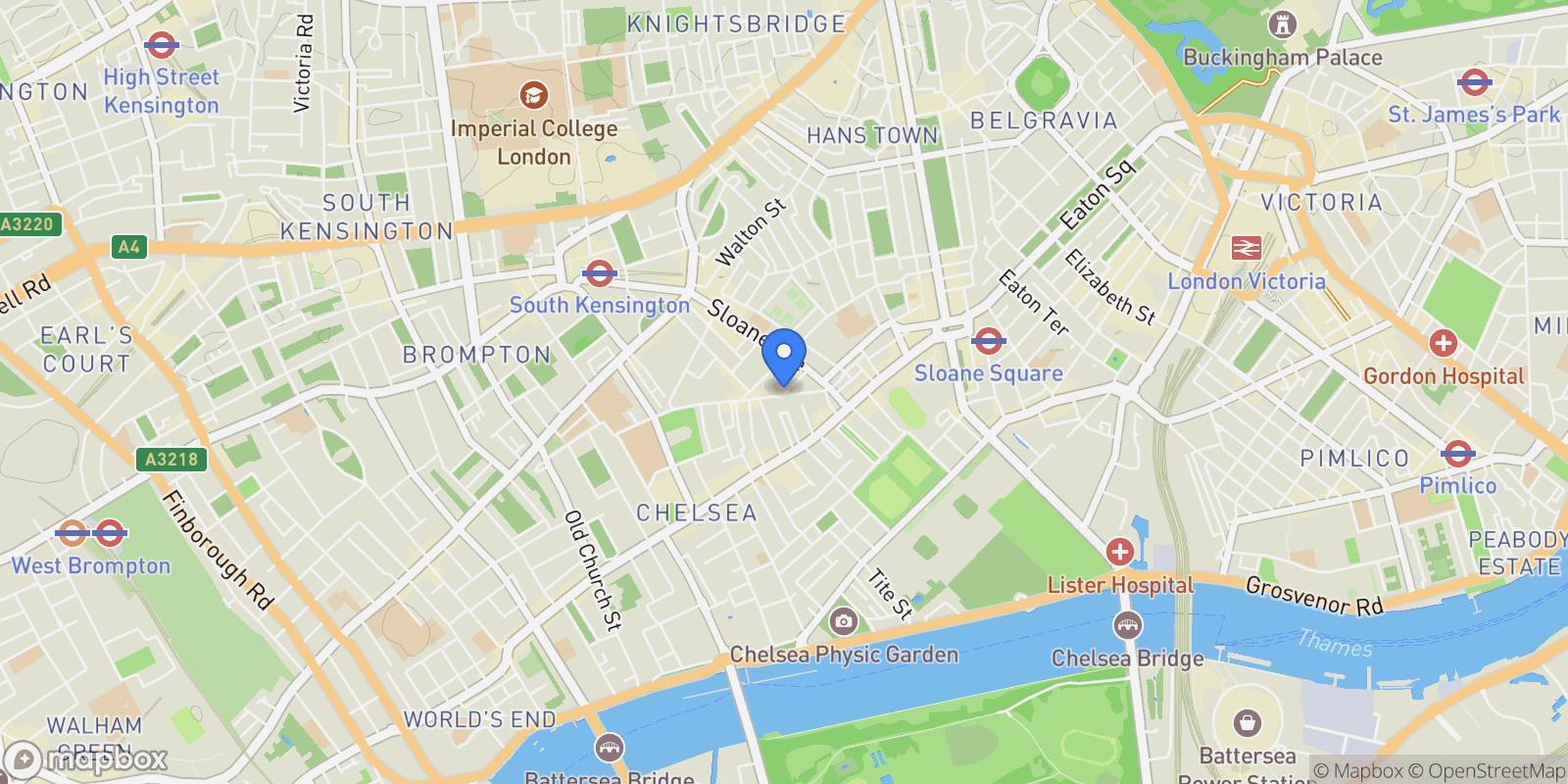 Map showing 13 Sprimont Place, Central London, London, England, United Kingdom.