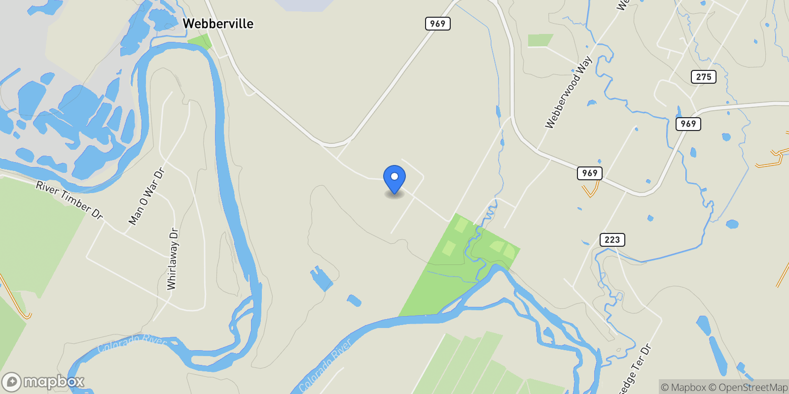 Map showing 2421 Post Oak RD, Coupland, Texas, United States.