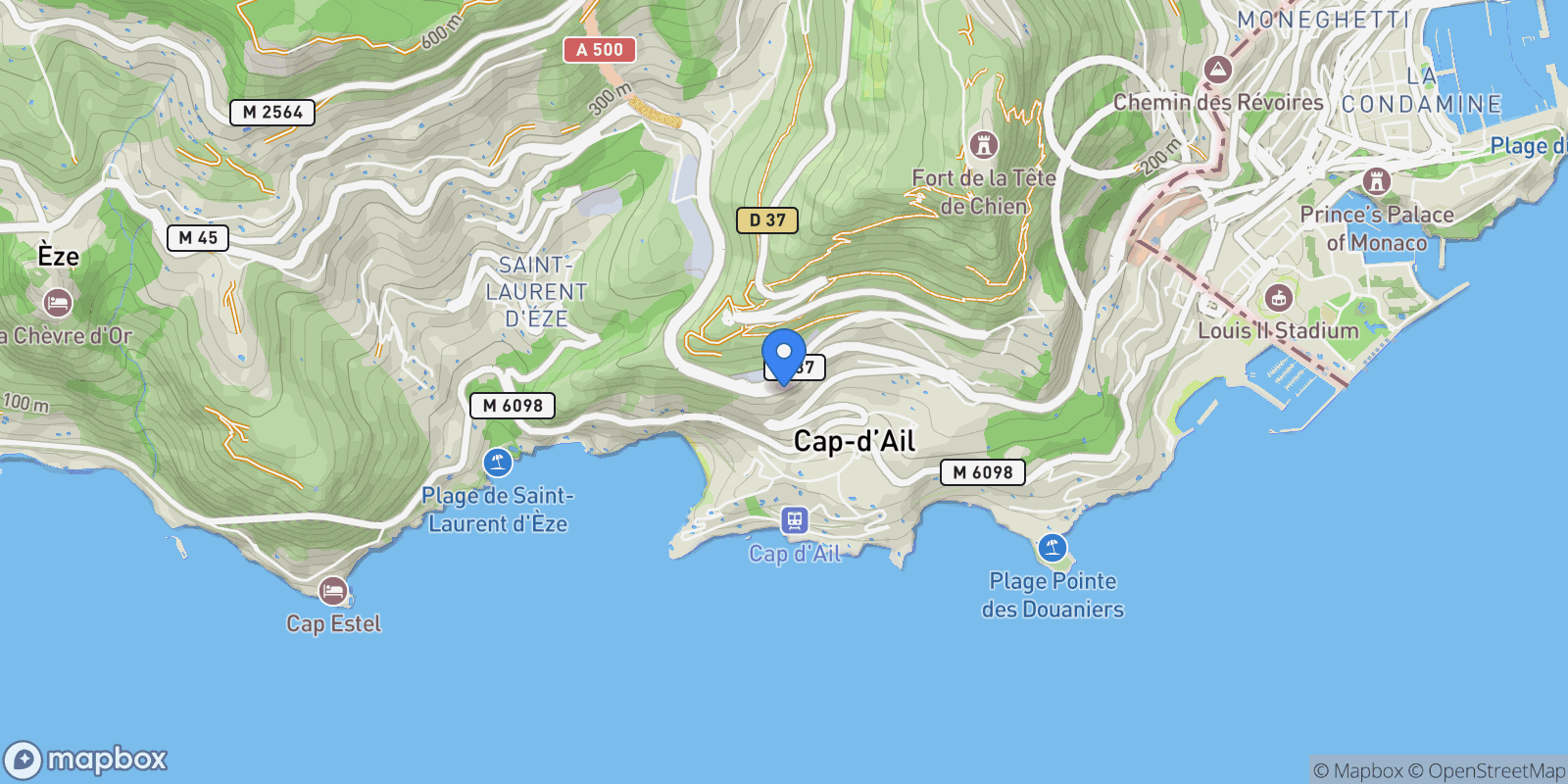 Map showing Cap-d'Ail, Provence-Alpes-Côte d'Azur, France.
