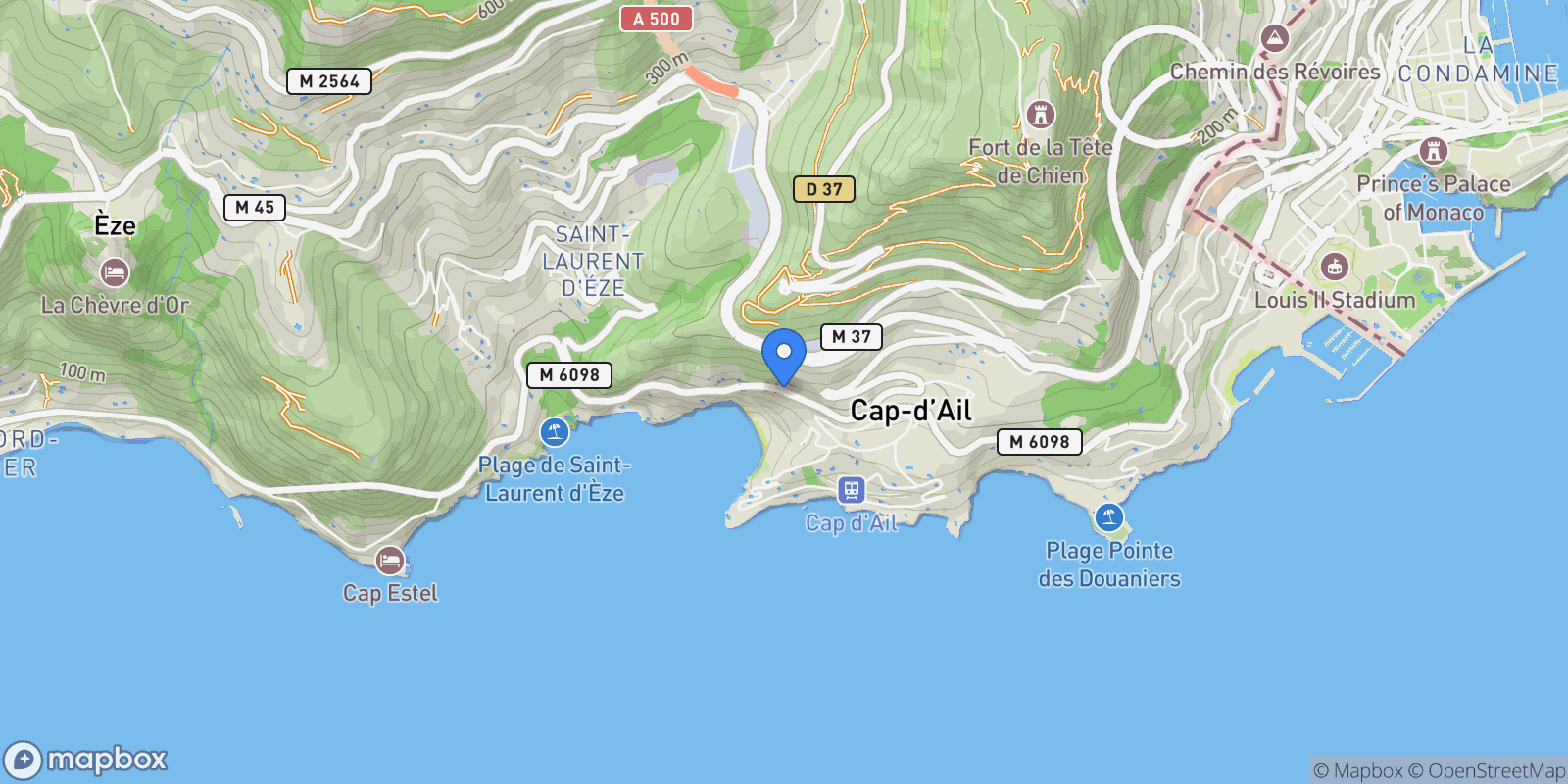 Map showing Cap-d'Ail, Provence-Alpes-Côte d'Azur, France.