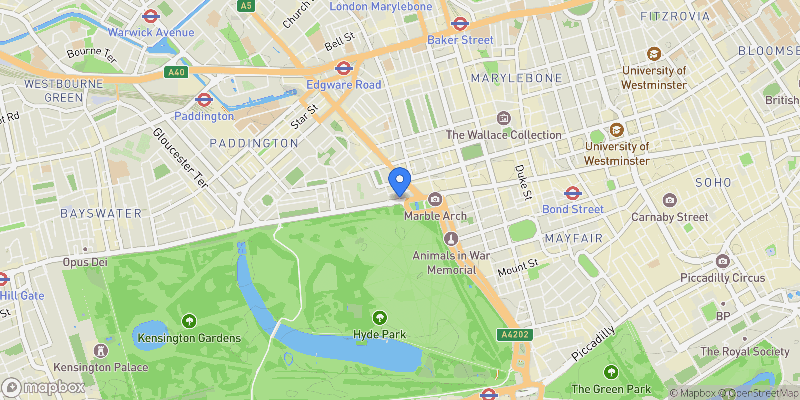 Map showing 5 Connaught Place, West London, London, England, United Kingdom.