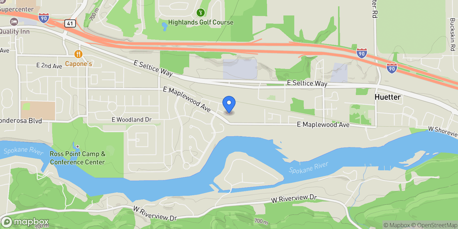 Map showing 5707 E Steamboat Bend, Post Falls, ID 83854, Post Falls, Idaho, United States.