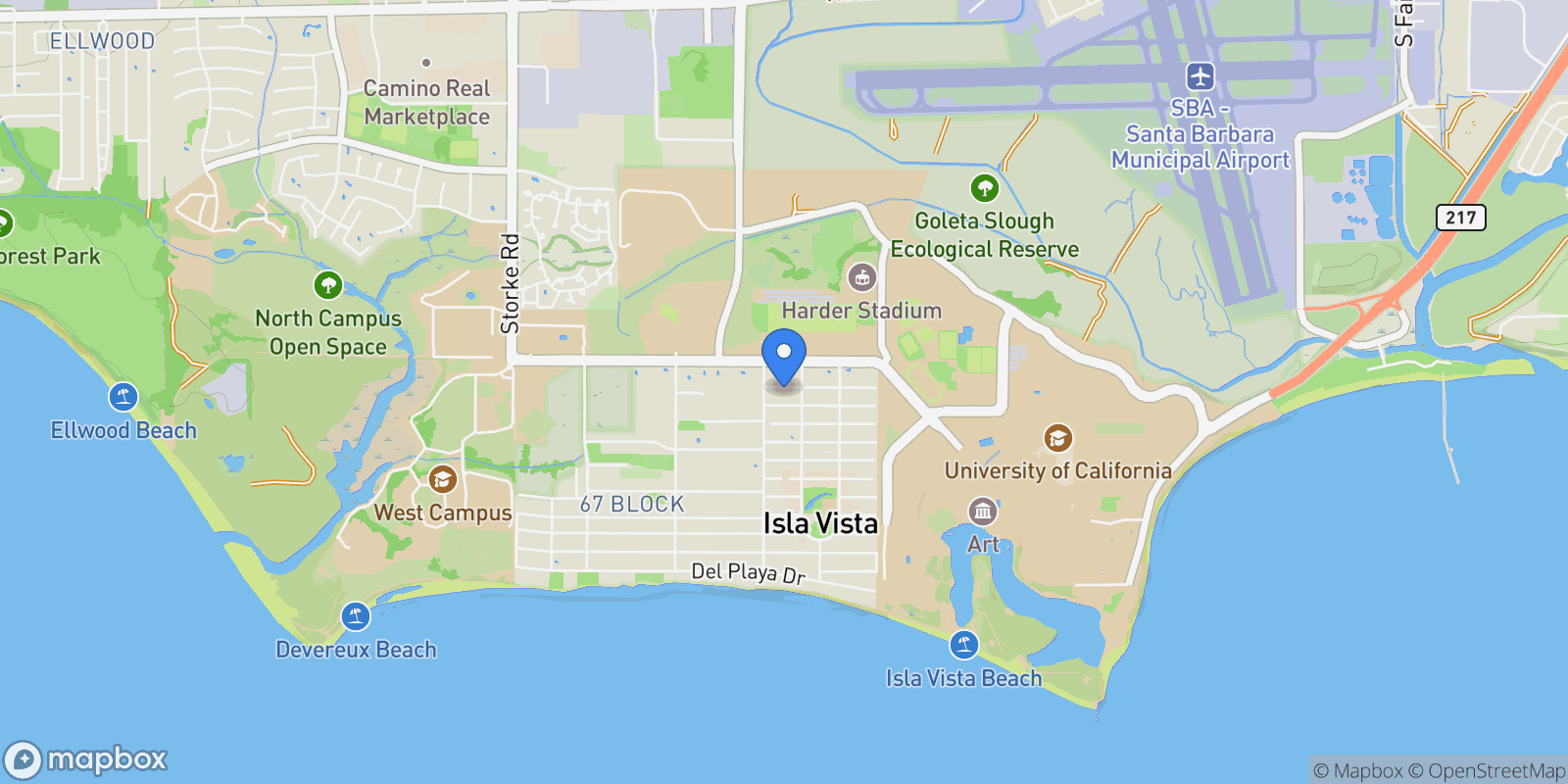 Map showing 6587 Cervantes Road, Goleta, California, United States.