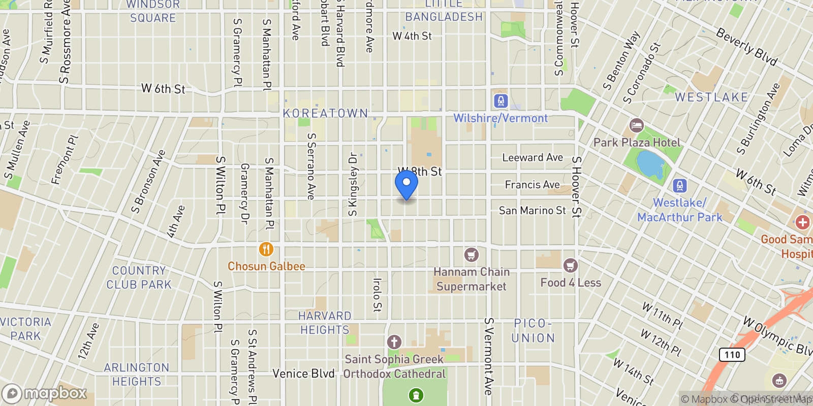 Map showing 910 S Mariposa Avenue, Los Angeles, California, United States.