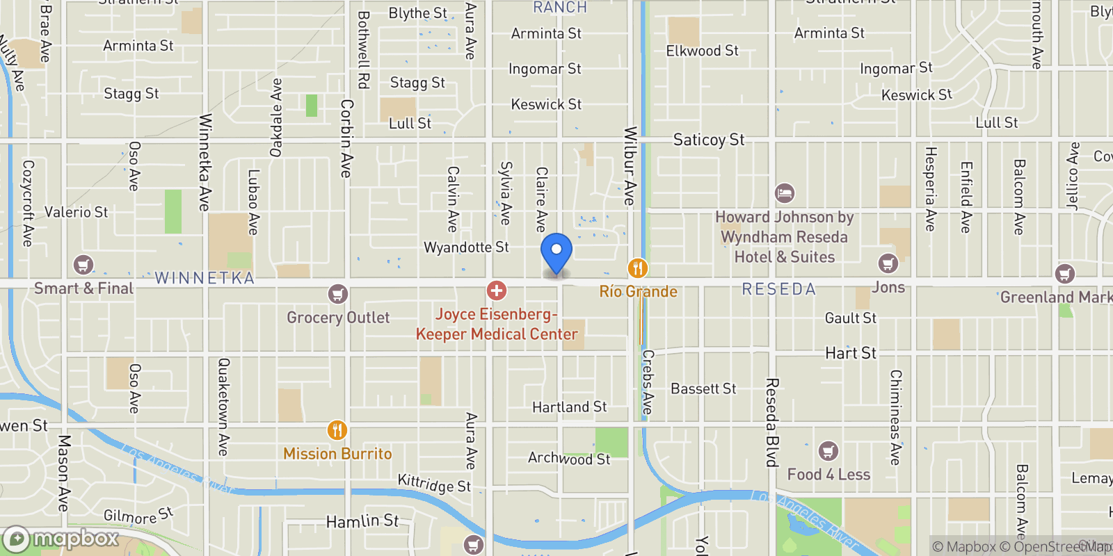 Map showing 19103 Sherman Way, Los Angeles, California, United States.