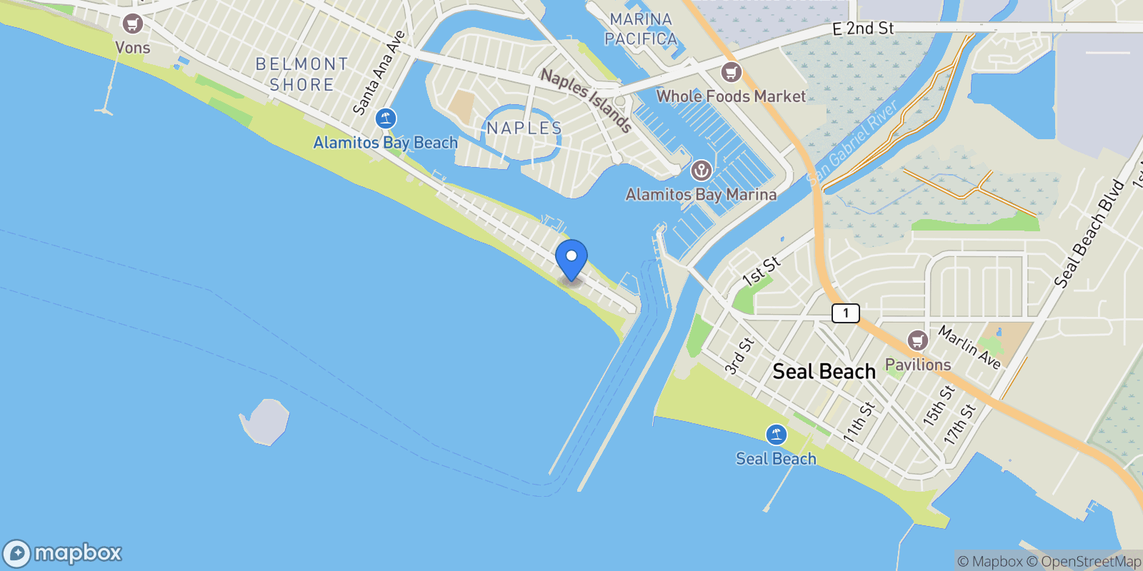 Map showing 6601 E Seaside Walk, Signal Hill, California, United States.