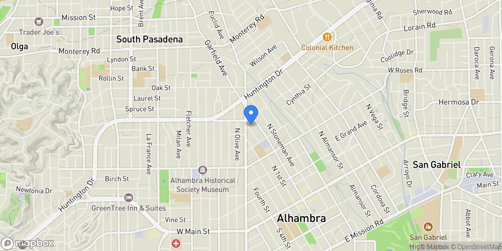 Map showing 920 N 1st Street, Alhambra, California, United States.