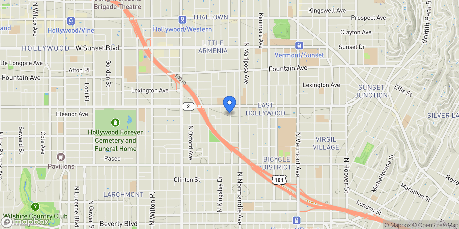 Map showing 1045 N Ardmore Avenue, Los Angeles, California, United States.