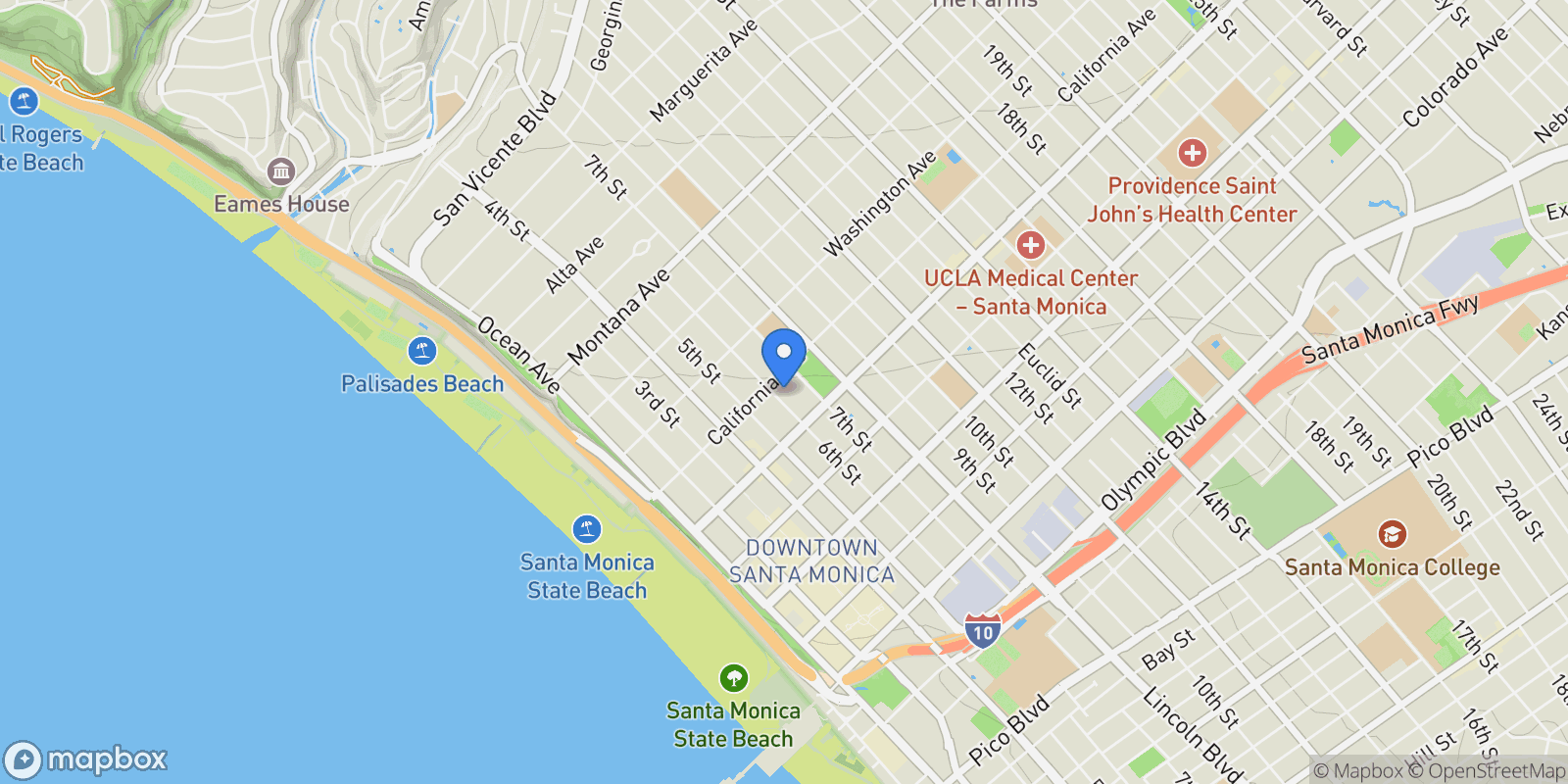 Map showing 1117 6th Street, Santa Monica, California, United States.