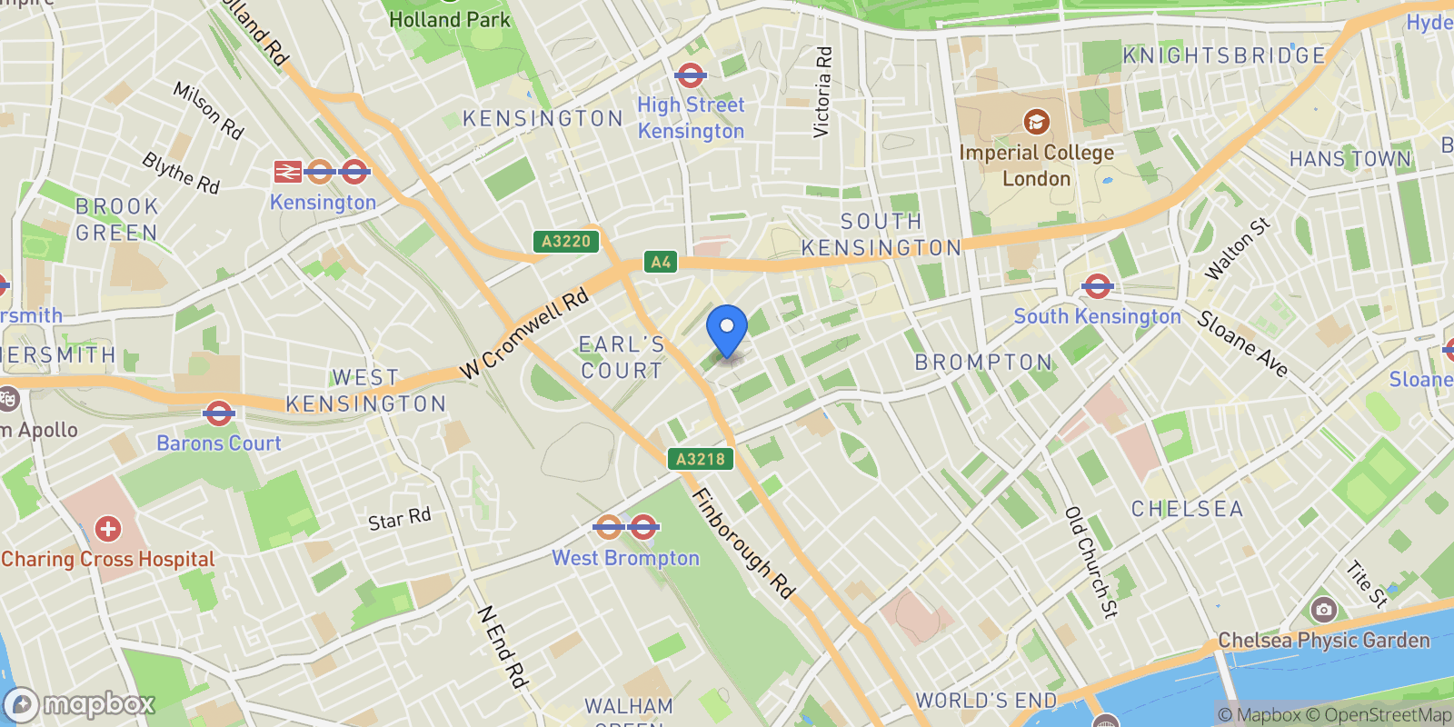 Map showing flat 2, 51 Barkston Gardens, London SW5 0ES, UK, London, England, United Kingdom.