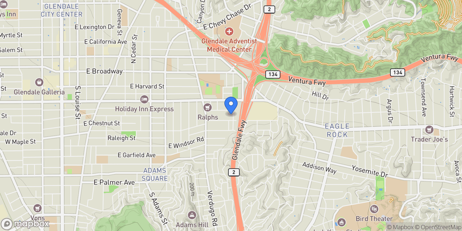Map showing 427 Lincoln Avenue, Glendale, California, United States.