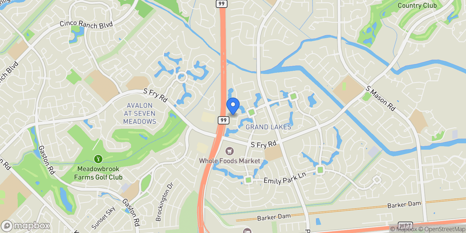 Map showing 22610 Shallow Spring Court, Katy, Texas, United States.