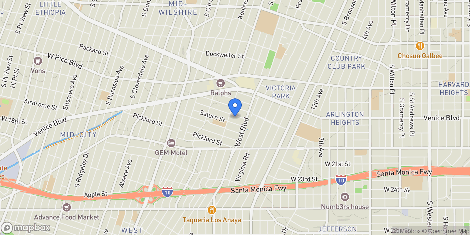 Map showing 4546 W 17th Street, Los Angeles, California, United States.