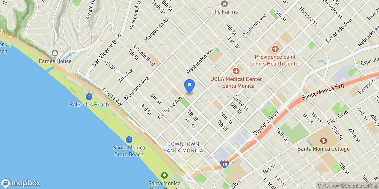 Map showing 1118 9th Street, Santa Monica, California, United States.
