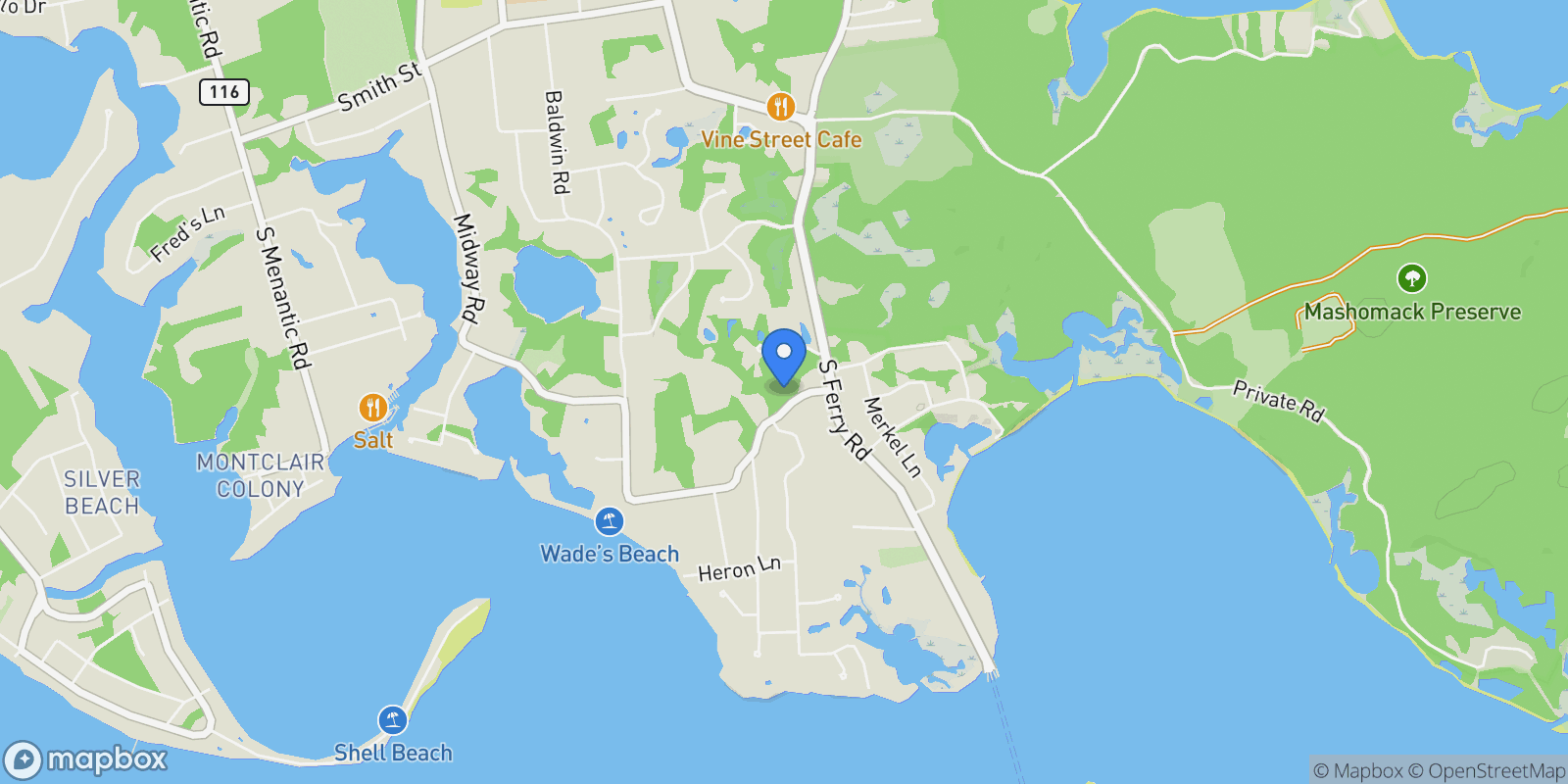 Map showing 139 South Midway Road, Shelter Island, NY 11964, Shelter Island, New York, United States.