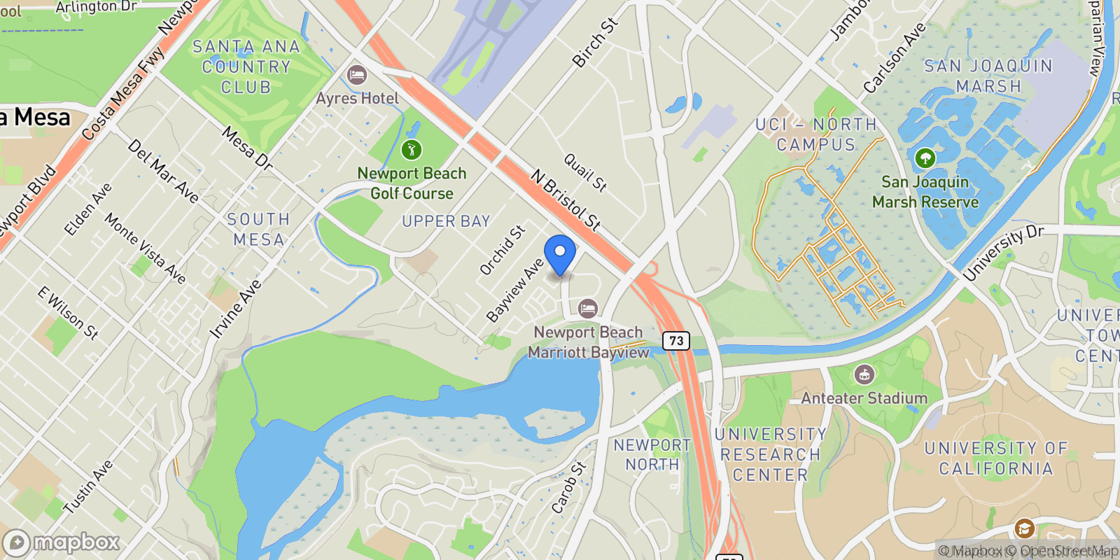 Map showing 48 Baycrest Court 32, Newport Beach, California, United States.