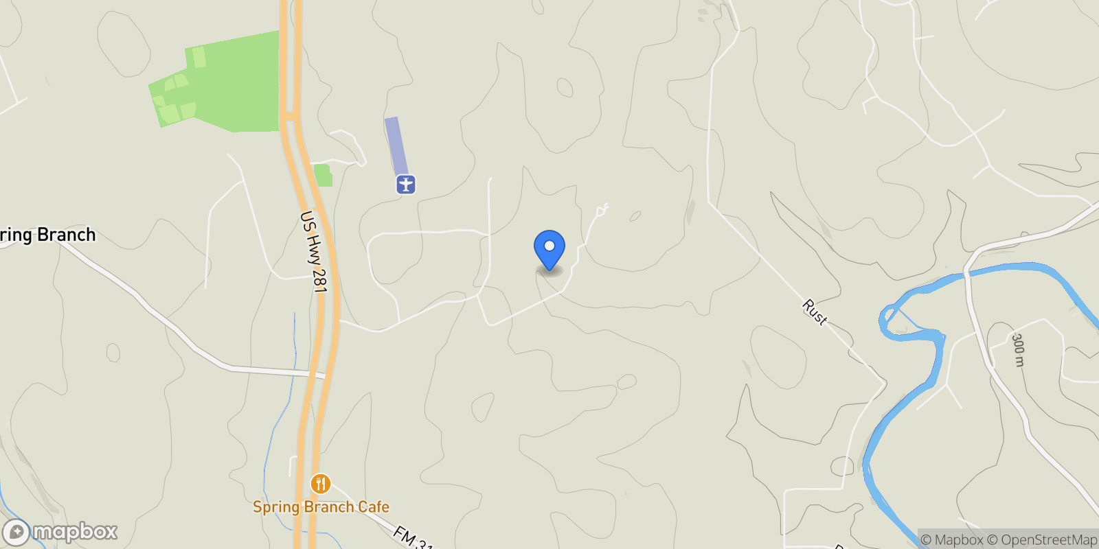 Map showing 864 Coyote Ridge DR, Spring Branch, Texas, United States.