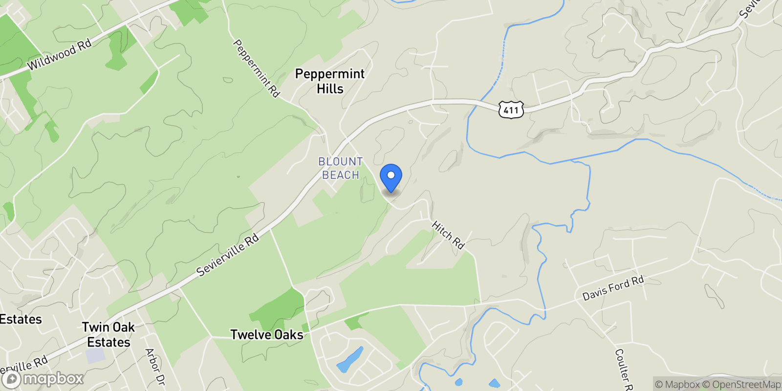 Map showing 1218 Hitch Rd , Maryville, TN 37804, Maryville, Tennessee, United States.