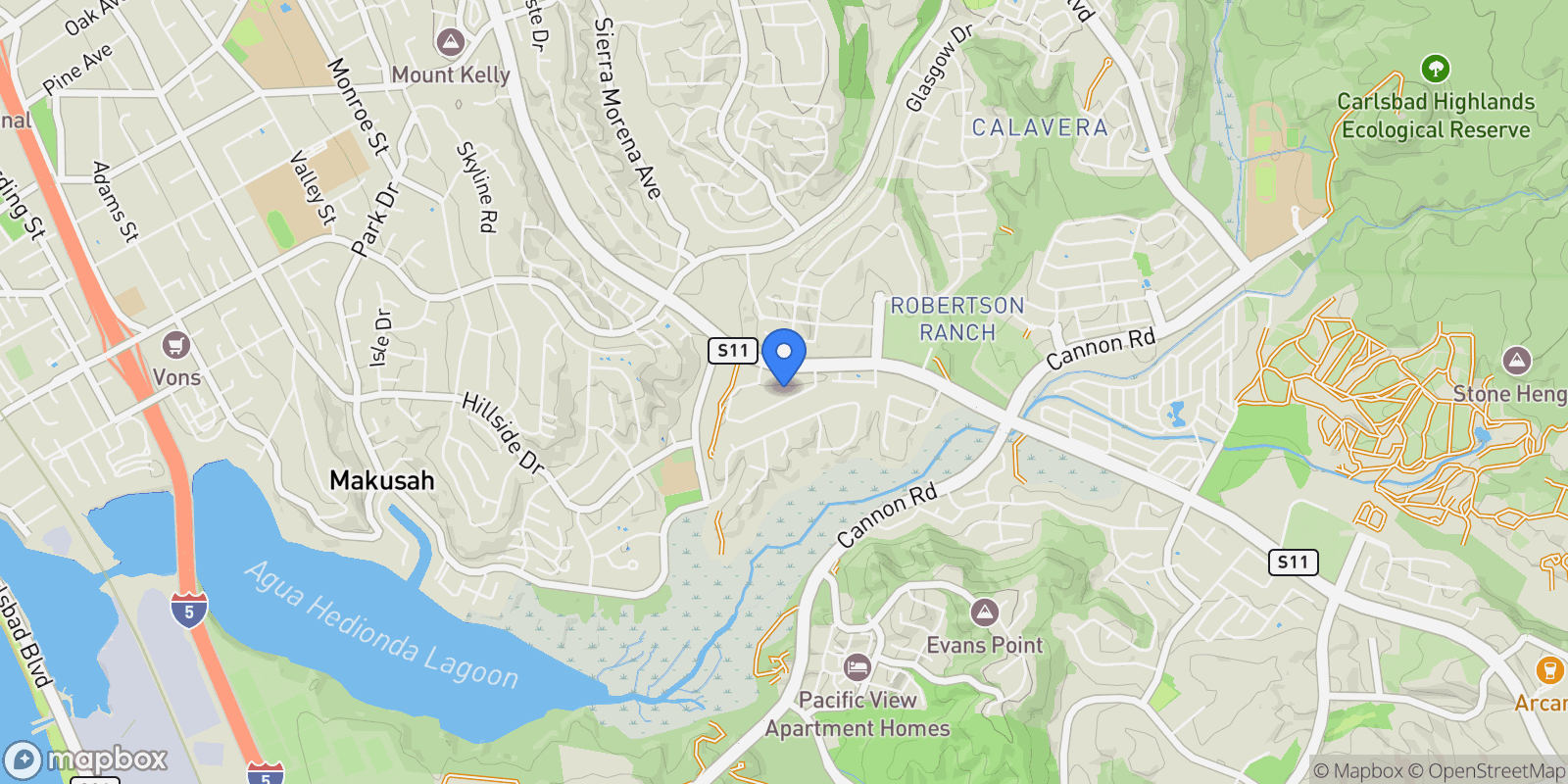 Map showing 2536 Elderberry Lane, Carlsbad, California, United States.