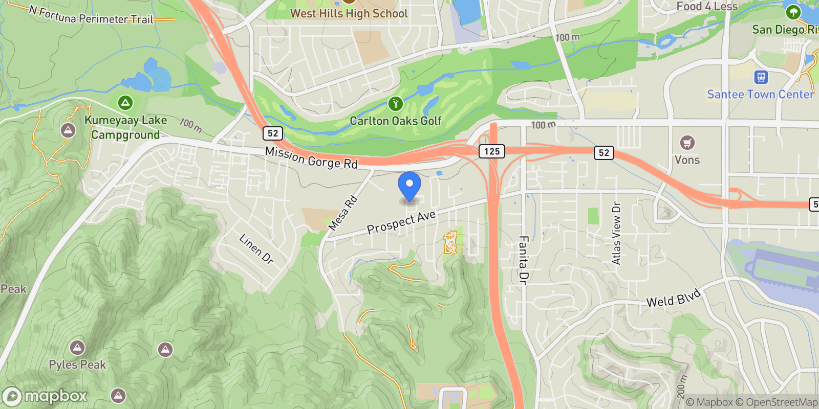 Map showing 8513 Marrokal Lane, Santee, California, United States.