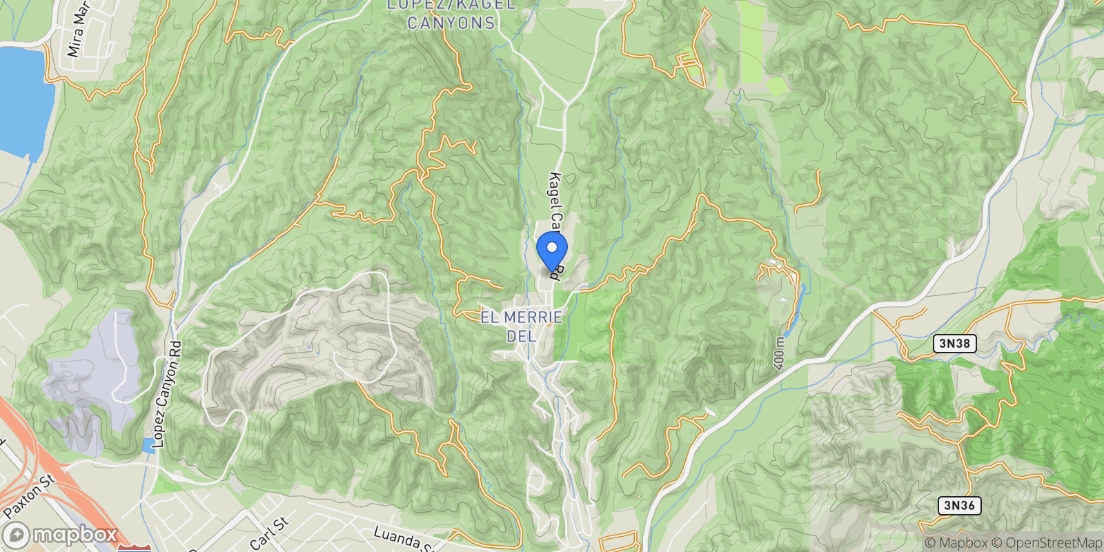 Map showing 12605 Kagel Canyon Road, Los Angeles, California, United States.