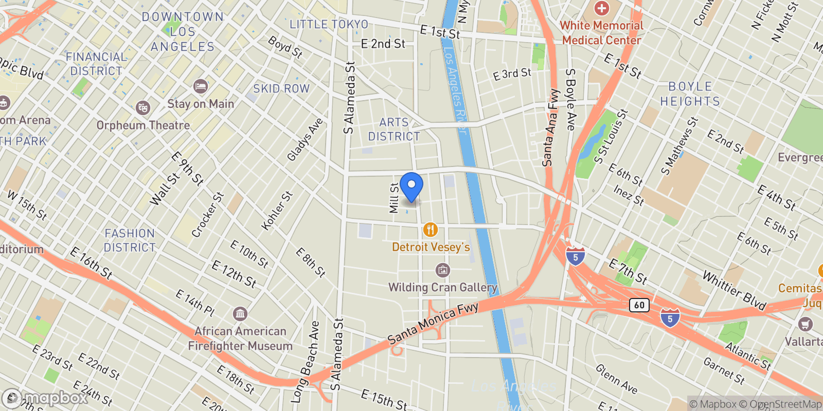 Map showing 1855 Industrial Street 112, Los Angeles, California, United States.