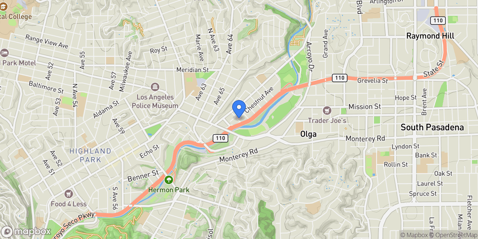 Map showing 312 Chestnut Avenue, Los Angeles, California, United States.