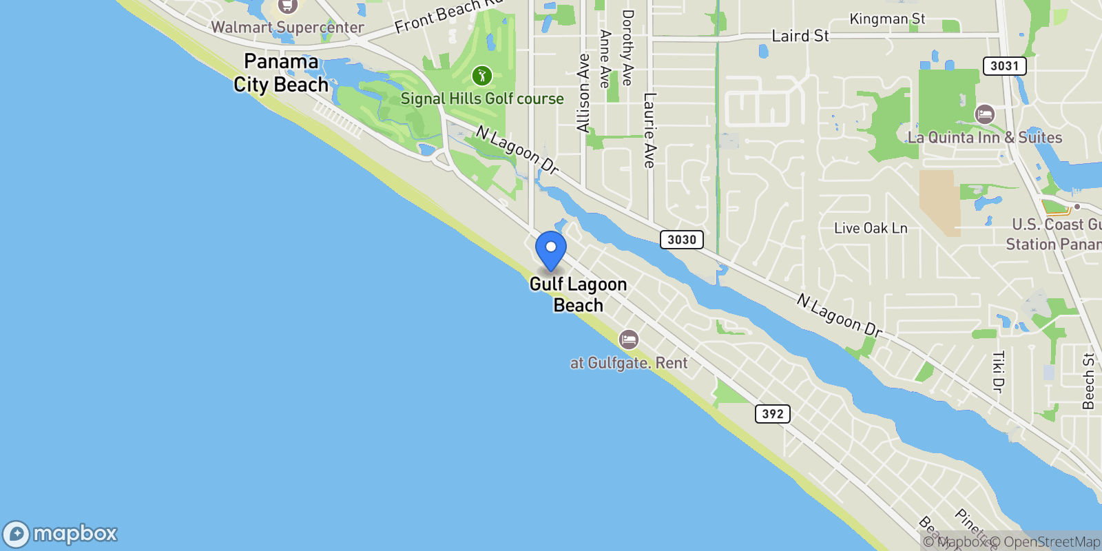 Map showing 8601 W Surf 15 - Drive 15w, Panama City Beach, Florida, United States.