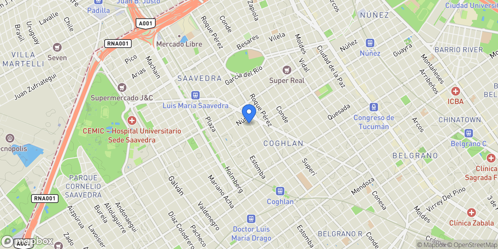 Map showing Washington al 3400, Coghlan, Buenos Aires, Buenos Aires, Argentina.