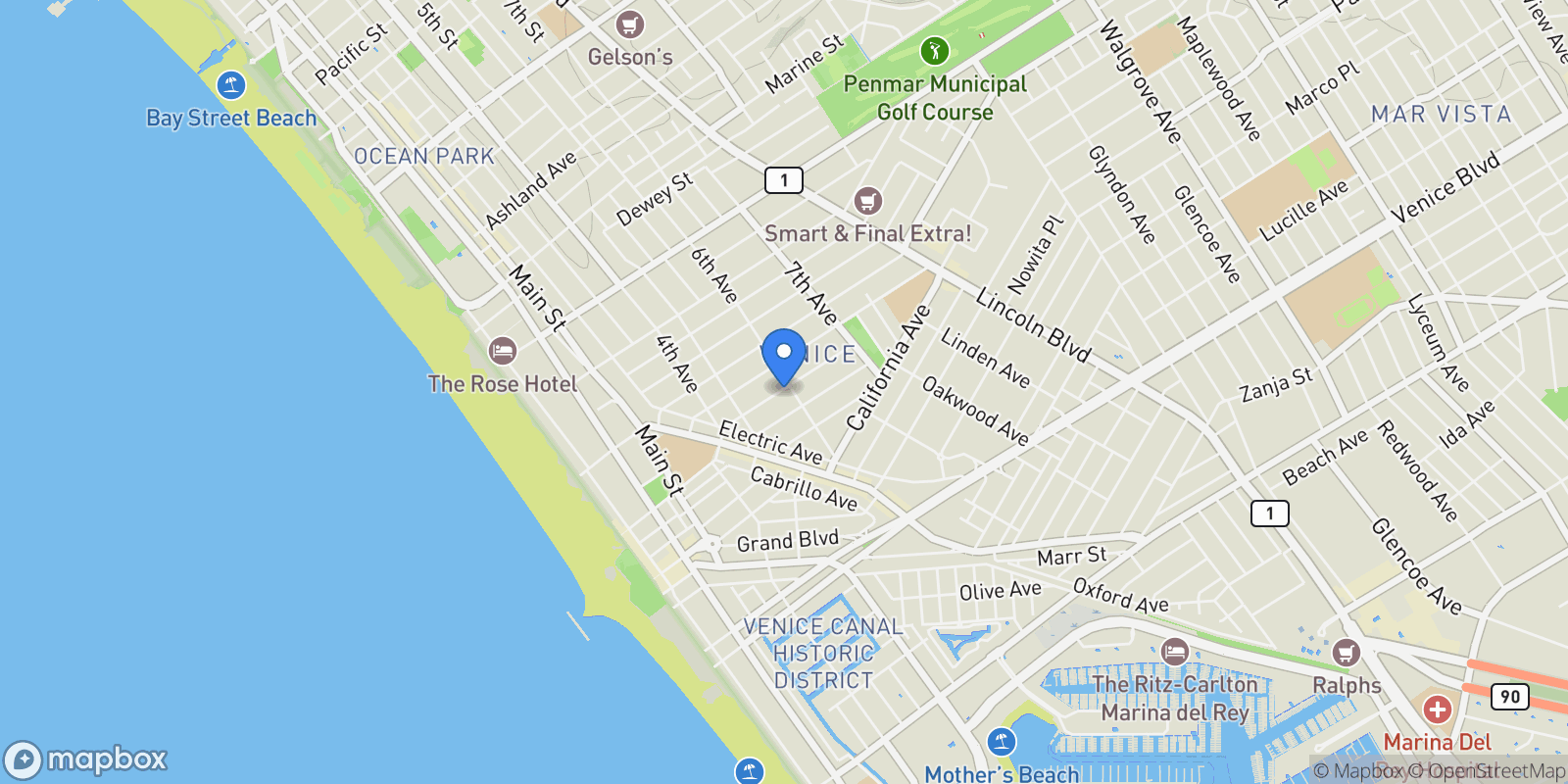 Map showing 560 Westminster Avenue, Los Angeles, California, United States.