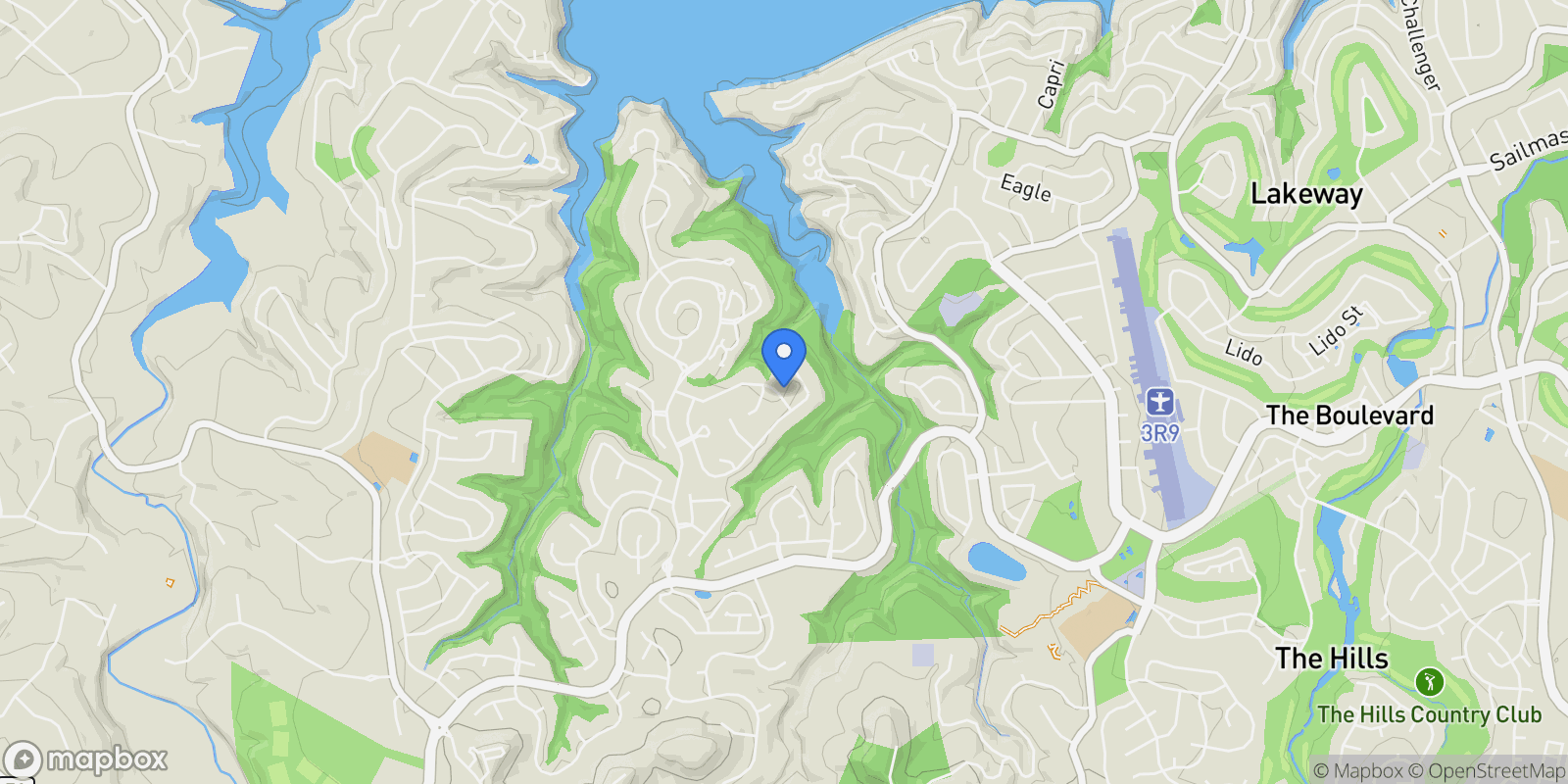 Map showing 406 Woodside TER, Bee Cave, Texas, United States.
