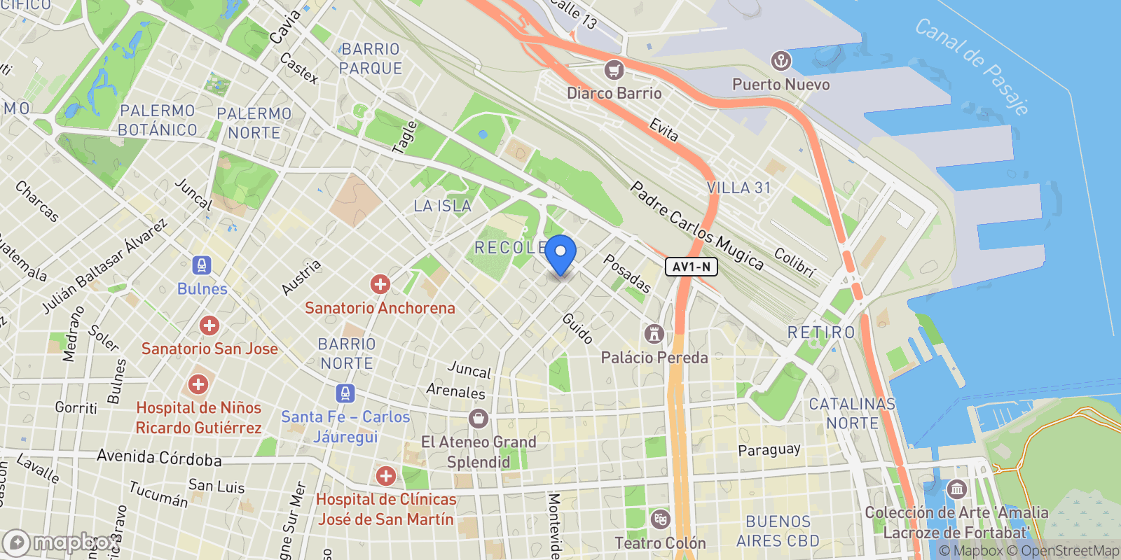 Map showing Av. Quintana al 500, Recoleta, Buenos Aires, Buenos Aires, Argentina.