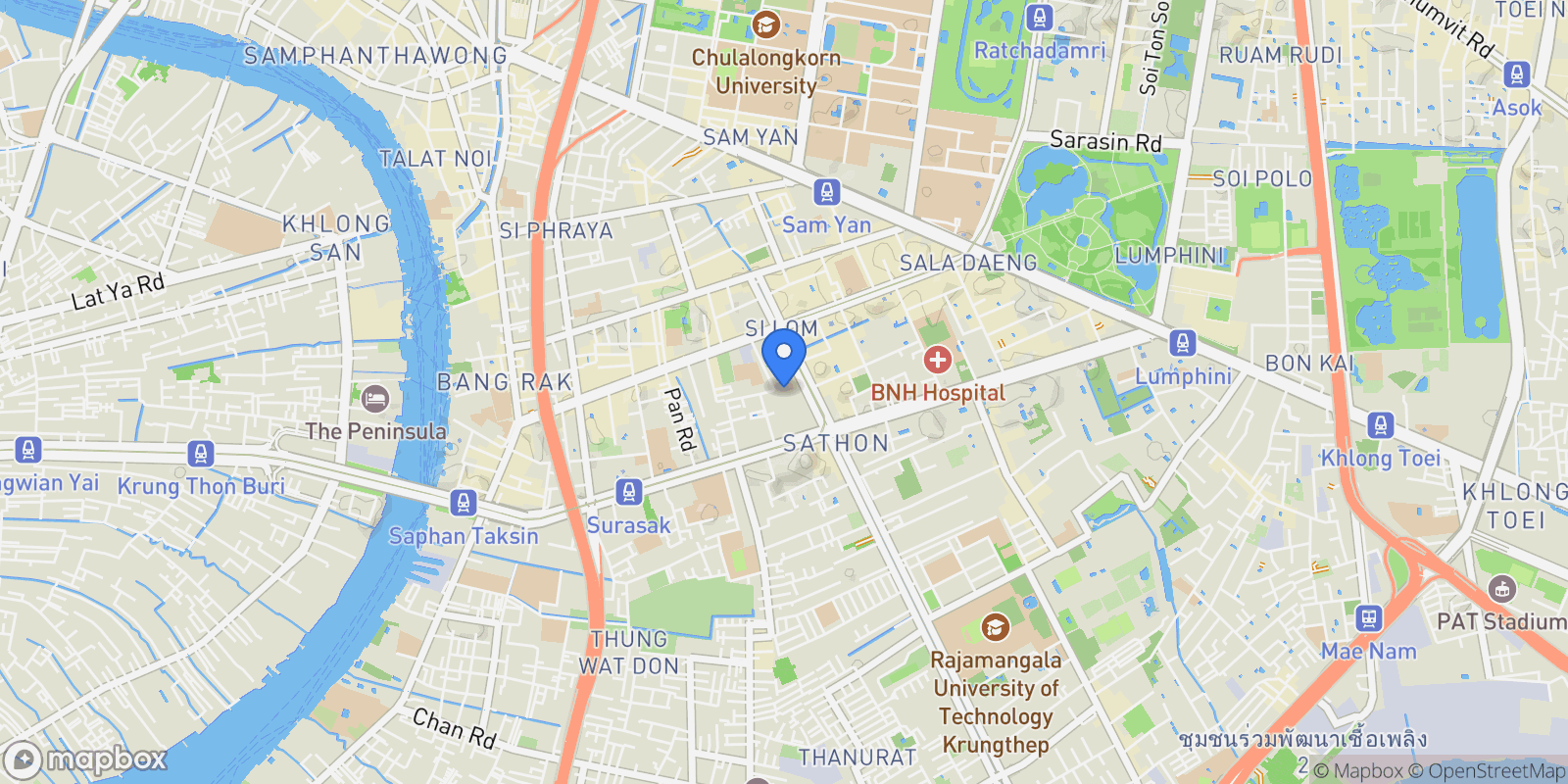 Map showing 114 Thanon Naradhiwat Rajanagarindra, Khwaeng Silom, Khet Bang Rak, Krung Thep Maha Nakhon 10500, Thailand, Bangkok, Krung Thep Maha Nakhon, Thailand.