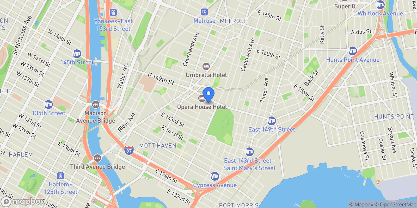Map showing 523 E 148th Street, New York, New York, United States.