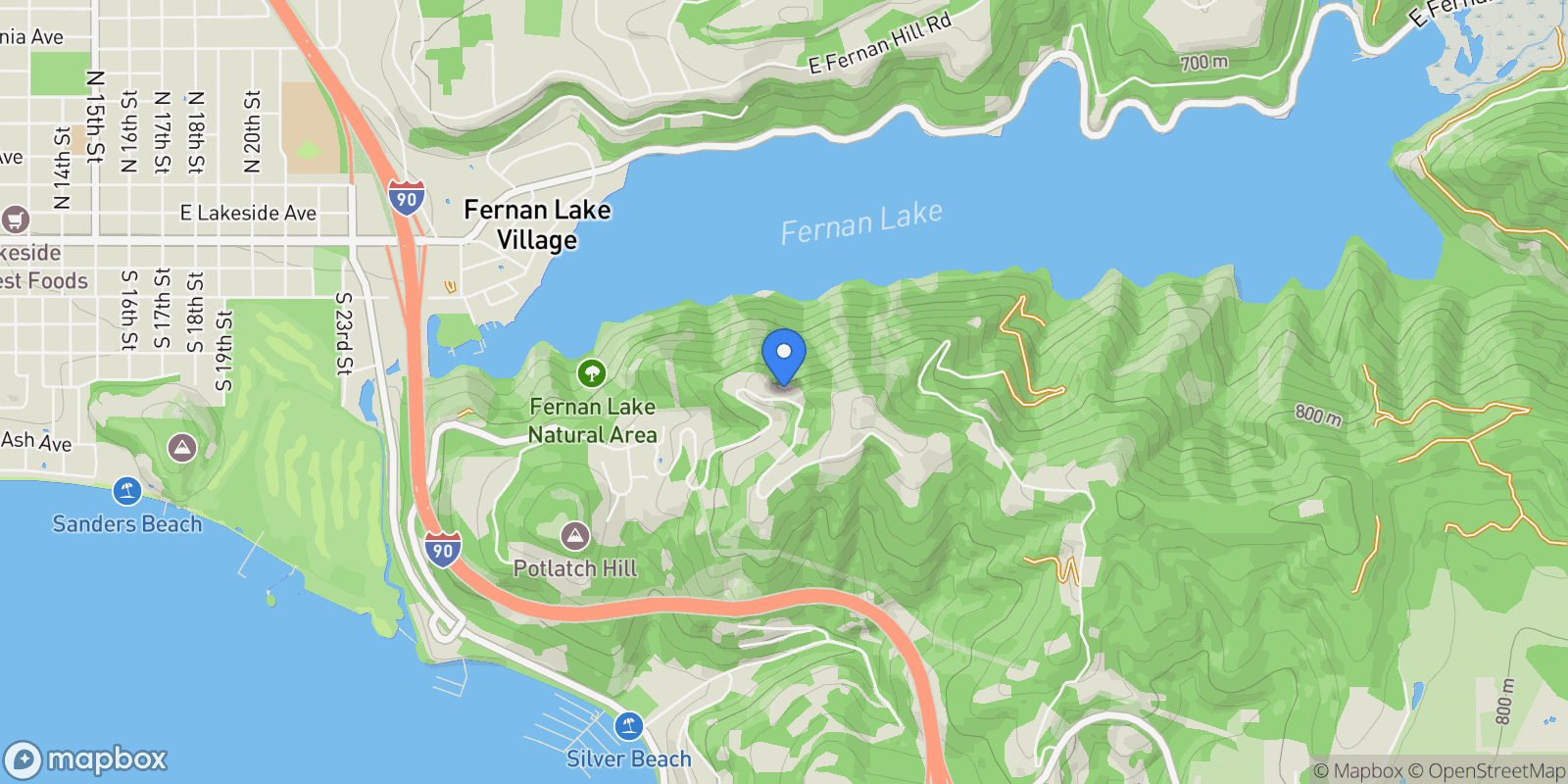 Map showing 3631 E Sky Harbor Dr, Coeur d'Alene, ID 83814, Coeur d'Alene, Idaho, United States.
