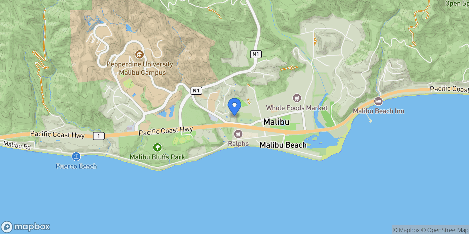 Map showing 23901 Civic Center Way 114, Malibu, California, United States.