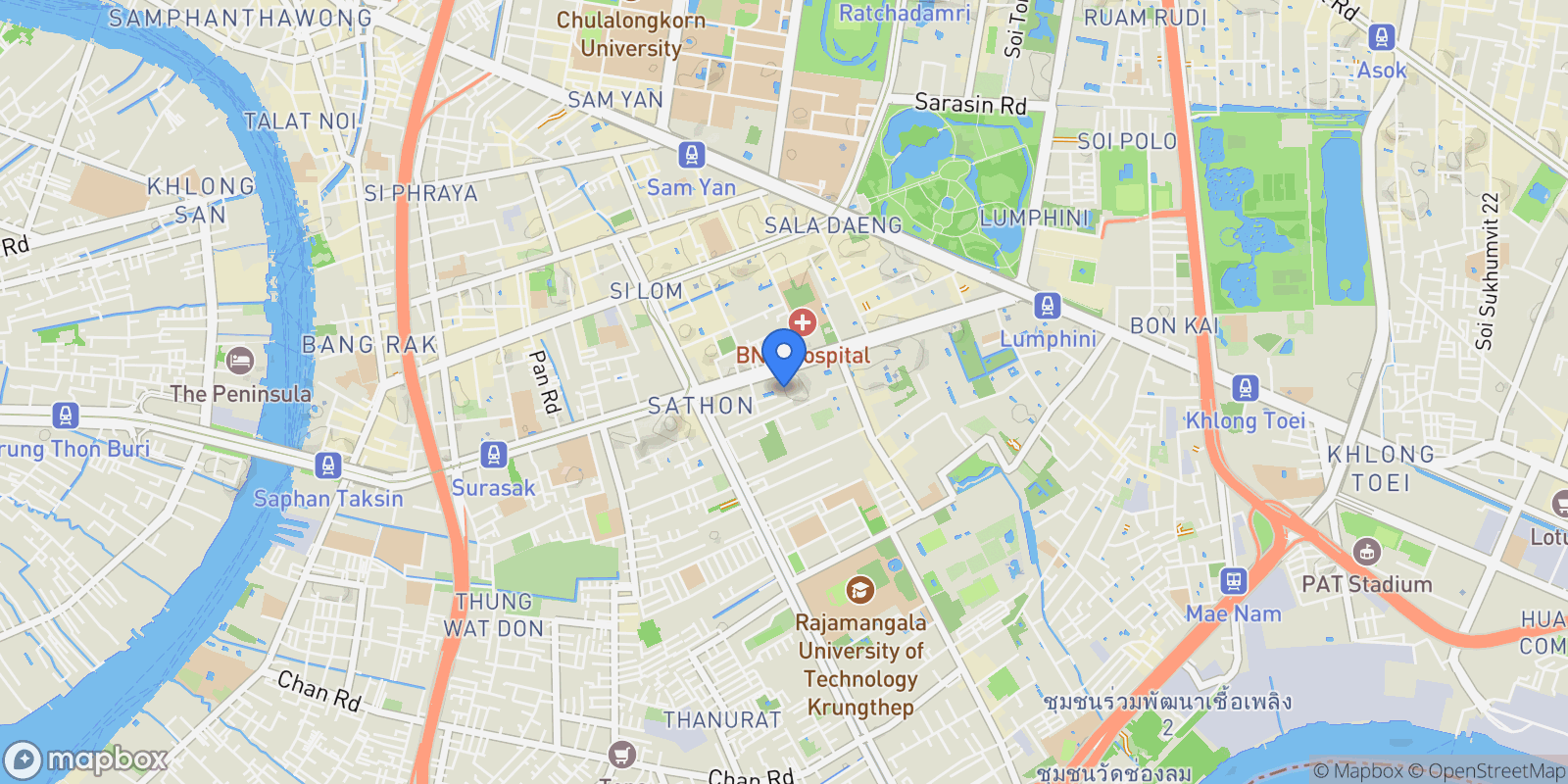 Map showing 123 S Sathon Rd, Khwaeng Thung Maha Mek, Khet Sathon, Krung Thep Maha Nakhon 10120, Thailand, Bangkok, Krung Thep Maha Nakhon, Thailand.